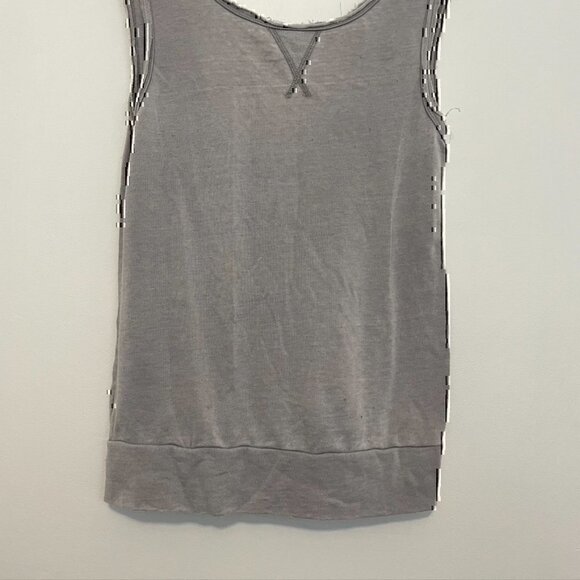 FABLETICS Tennyson Pullover Light Gray Scoop Neck Low Back French Terry Tank Top - Picture 5 of 10
